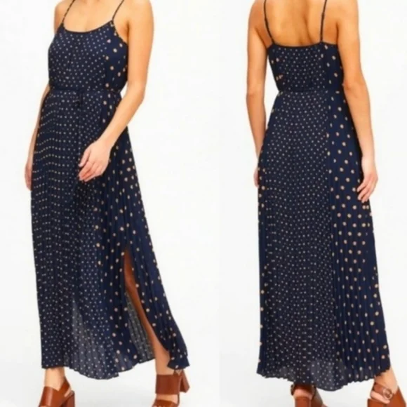 knee length dresses for ladies Banana Republic Charcoal Brown Polka Dot Silk Halter Dress  Blossom Vintage